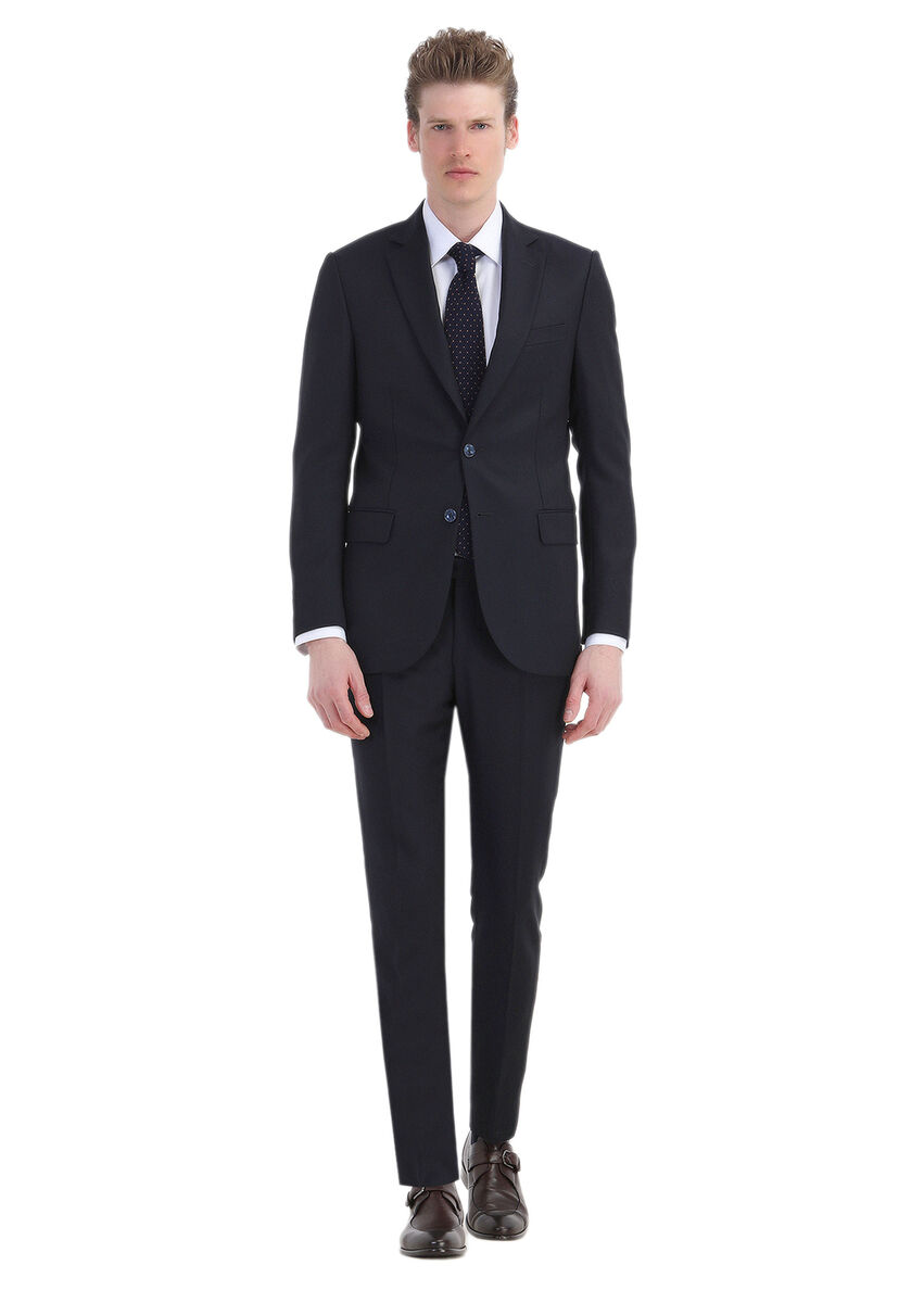 Lacivert Desenli Thin&taller Slim Fit %100 Yün Takım Elbise