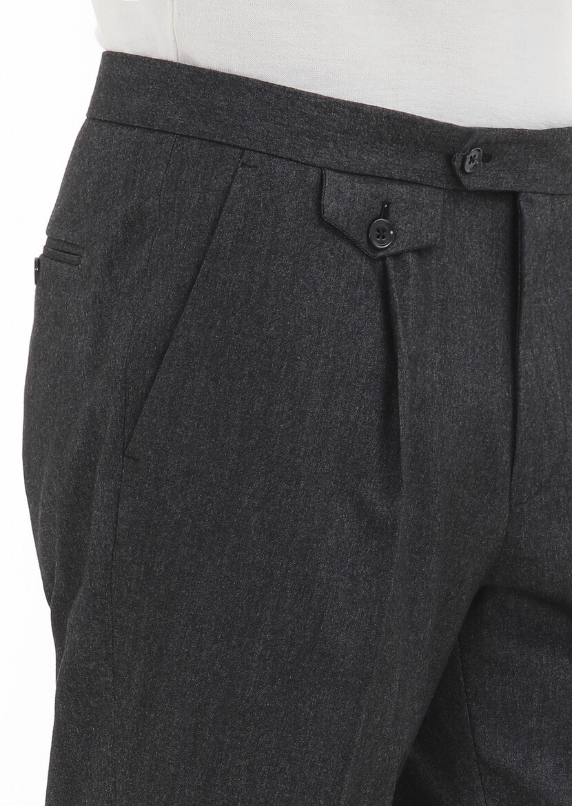 Açık Gri Düz Kumaş Modern Fit Klasik Pantolon - Thumbnail