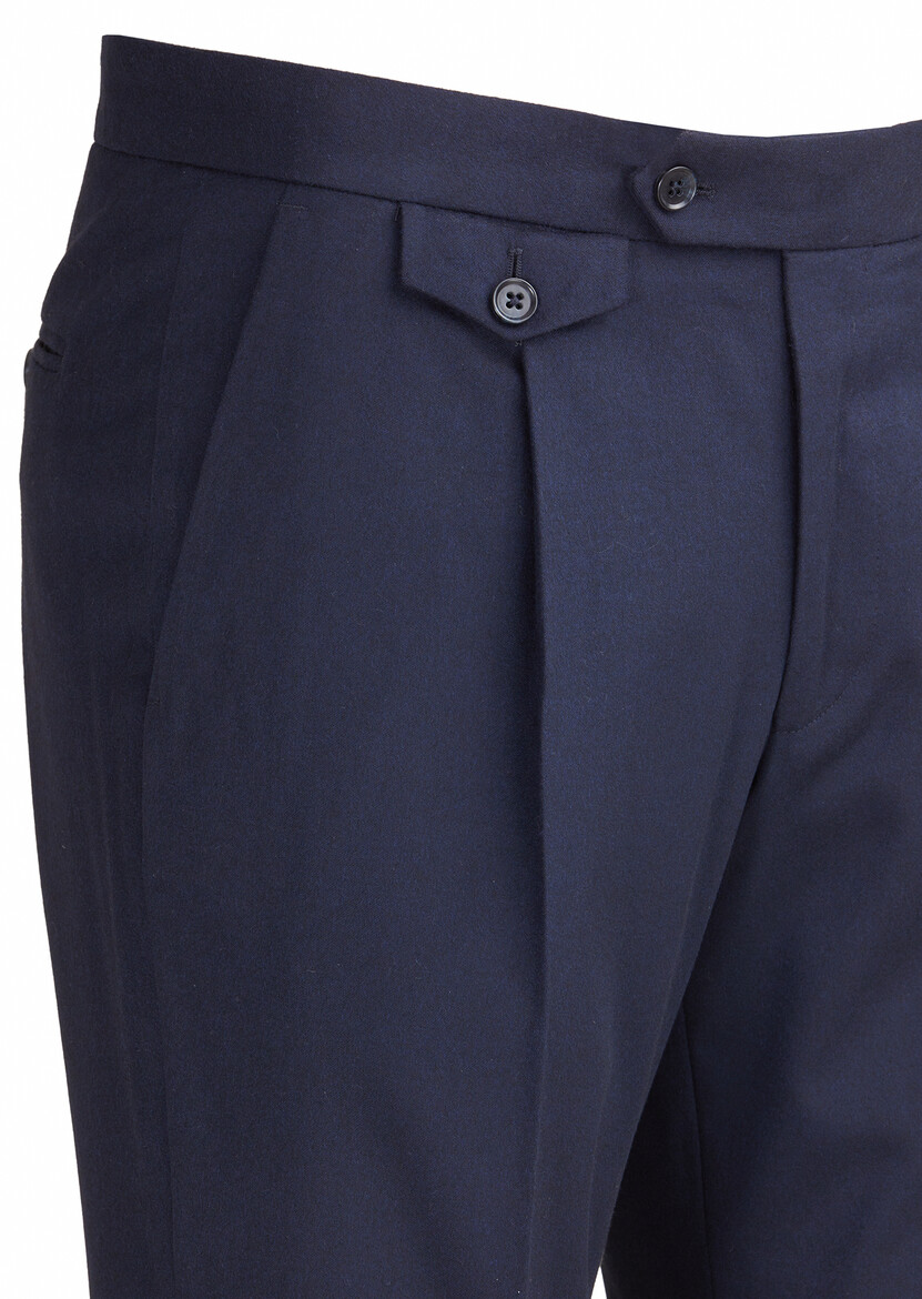 Lacivert Düz Kumaş Modern Fit Klasik Pantolon - Thumbnail