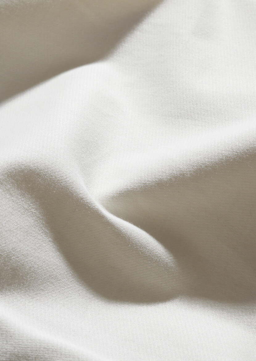Ekru Düz Kumaş Modern Fit Klasik Pamuk Karışımlı Pantolon - Thumbnail