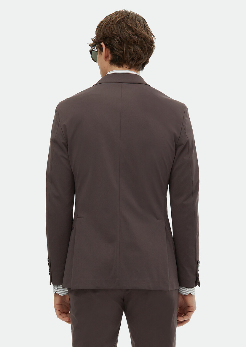 Bordo Düz Comfort Fit Örme Takım Elbise - Thumbnail