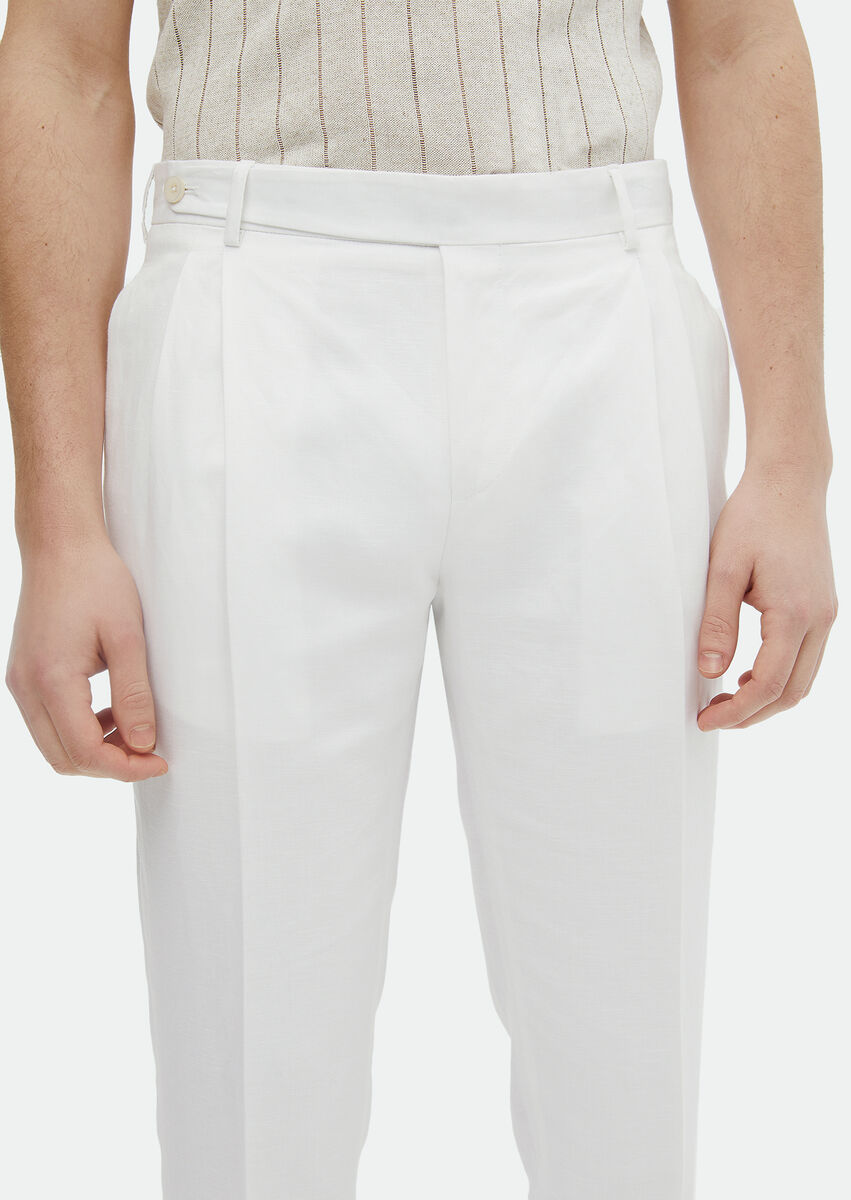 Beyaz Düz Zeroweight Slim Fit Pamuk Karışımlı Takım Elbise