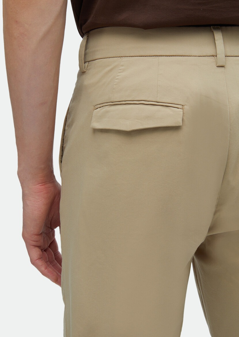 Vizon Düz Dokuma Regular Fit Casual Pamuk Karışımlı Pantolon - Thumbnail