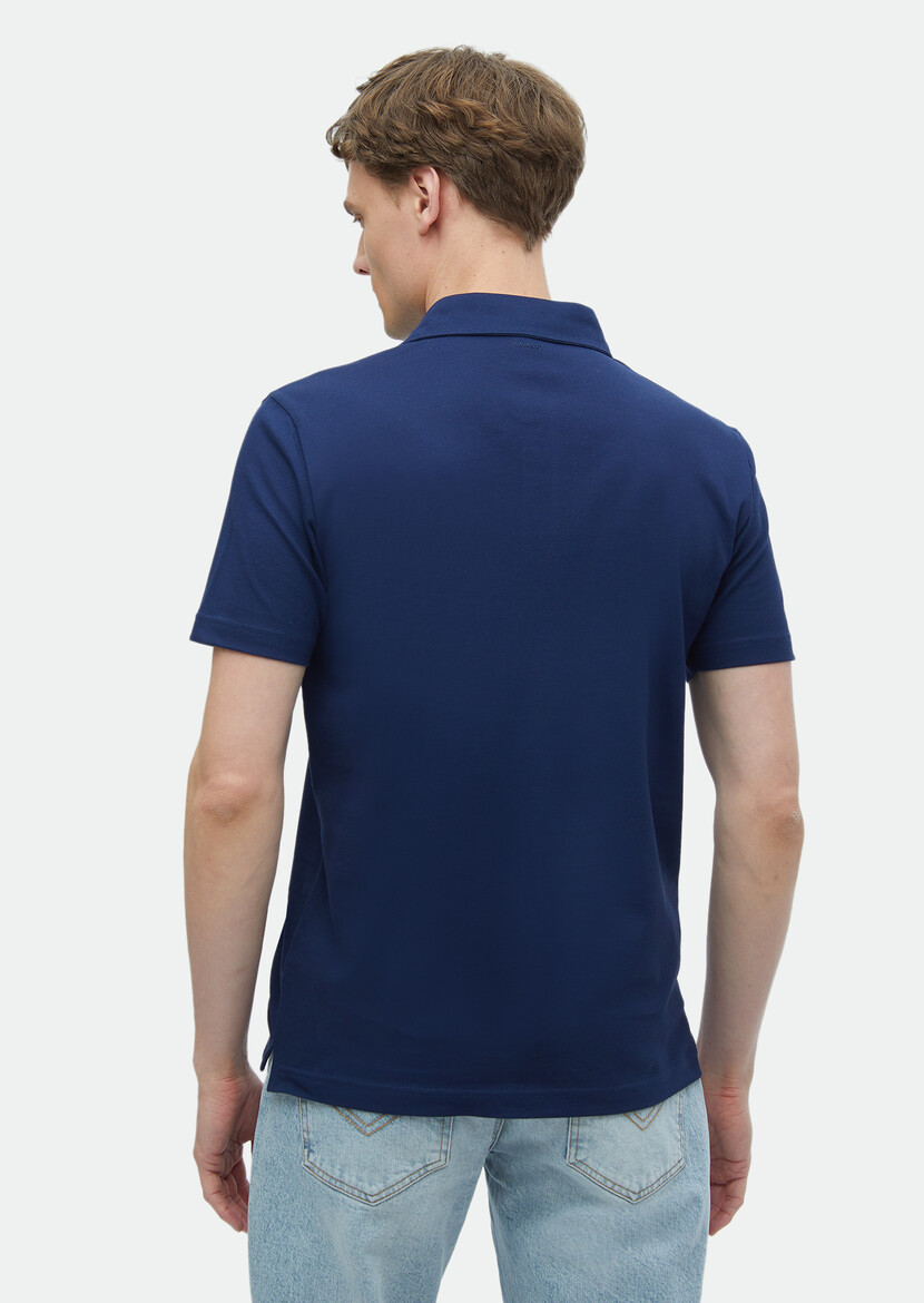 Açık Lacivert Polo Yaka %100 Pamuk T-Shirt - Thumbnail