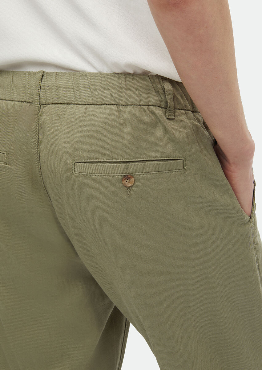 Açık Yeşil Desenli Dokuma Casual Pamuk Karışımlı Pantolon