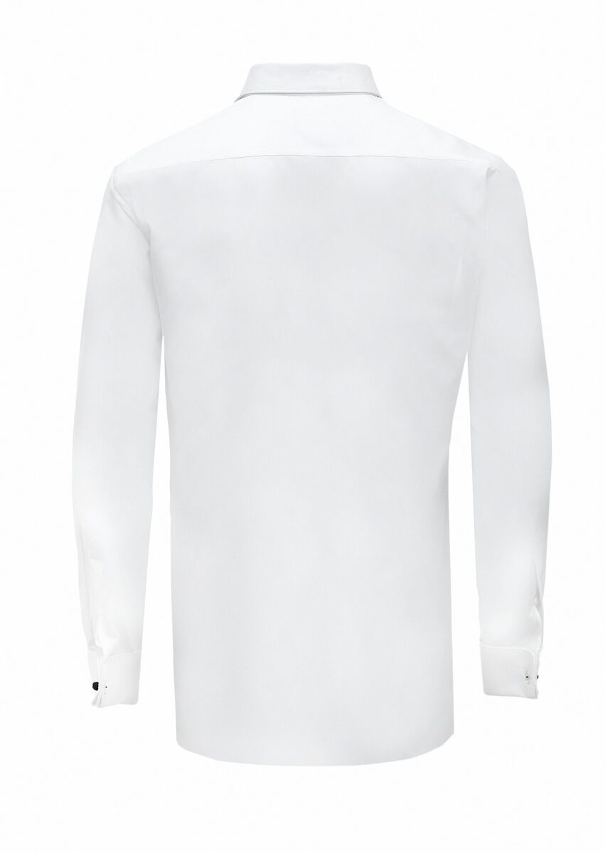 Beyaz Düz Dokuma Klasik %100 Pamuk Gömlek