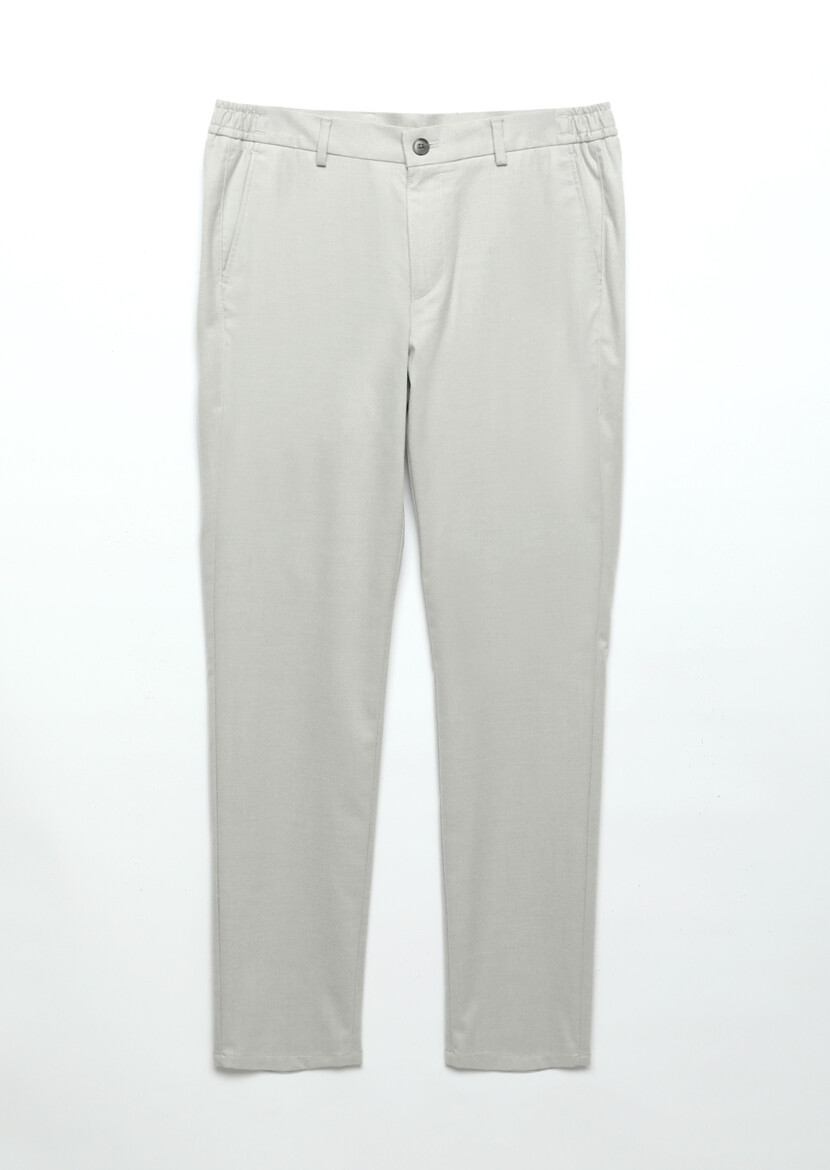 Açık Gri Düz Dokuma Jogging Fit Casual Pantolon - 1