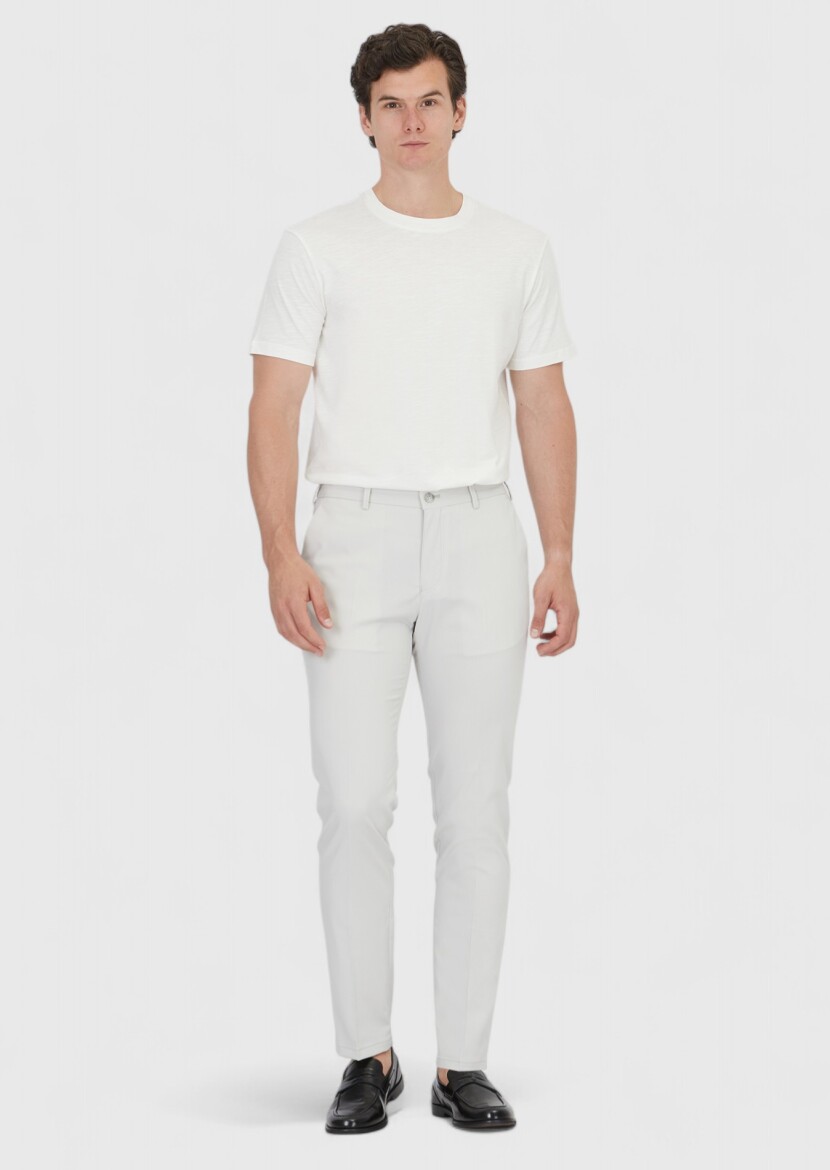 Açık Gri Düz Dokuma Jogging Fit Casual Pantolon - 1