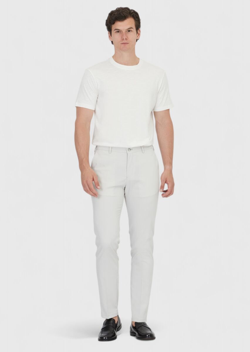 Açık Gri Düz Dokuma Jogging Fit Casual Pantolon - 1