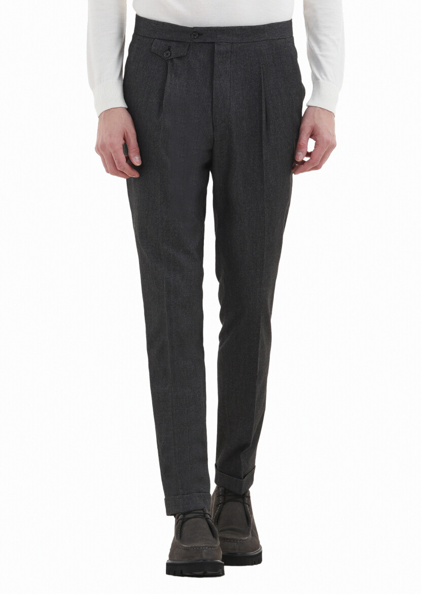 Açık Gri Düz Kumaş Modern Fit Klasik Pantolon 