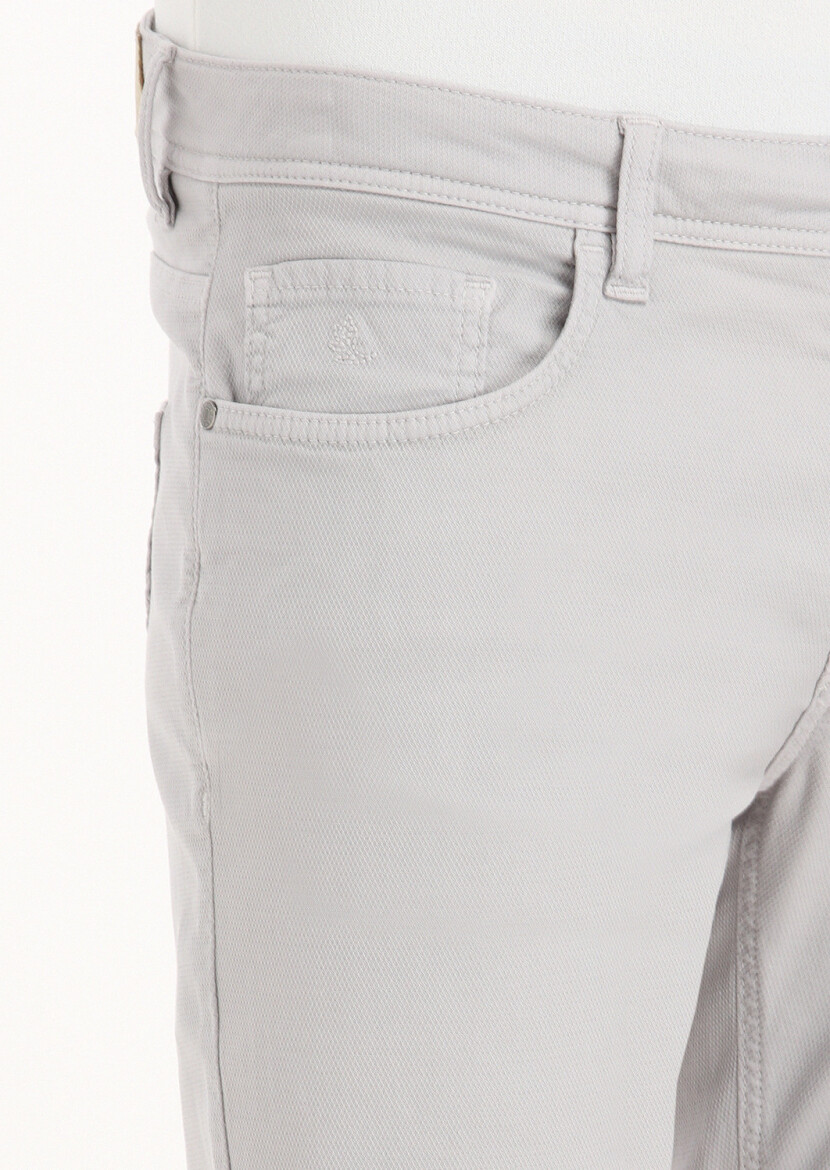 Açık Gri Mikro Dokuma Slim Fit Casual Pamuk Karışımlı Pantolon - 3