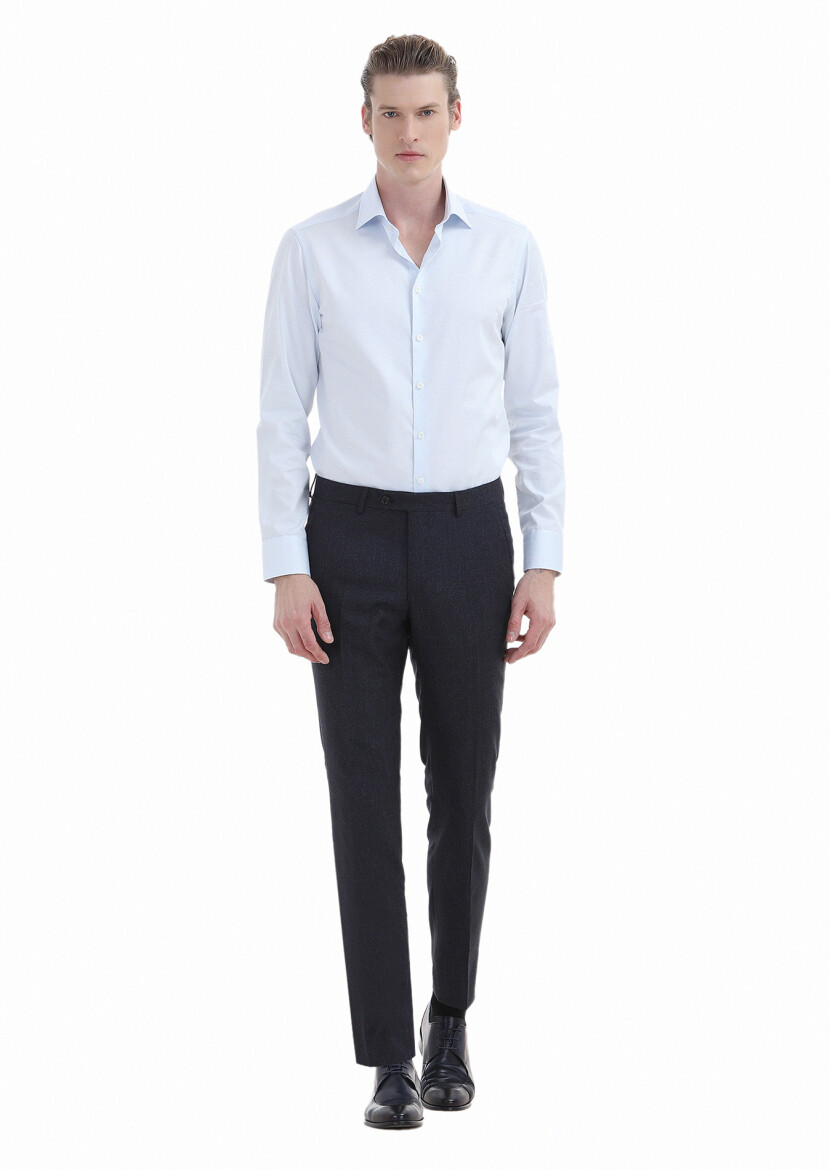 Açık Mavi Düz Slim Fit Dokuma Klasik %100 Pamuk Gömlek 