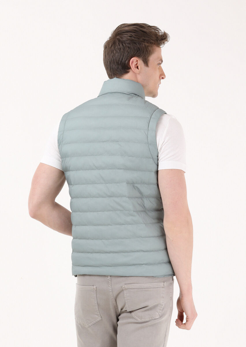 Açık Yeşil Regular Fit Dik Yaka Casual Dokuma Spor Yelek - 5