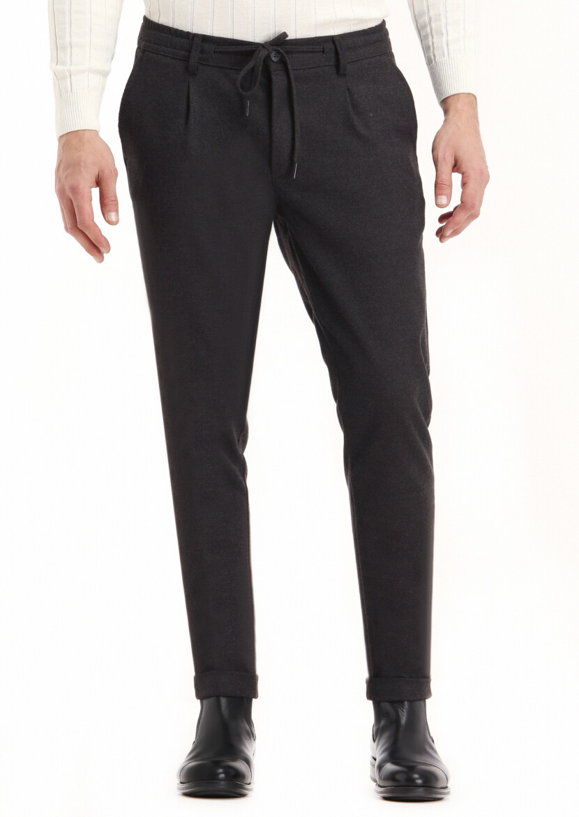 Antrasit Düz Dokuma Jogging Fit Casual Pantolon 