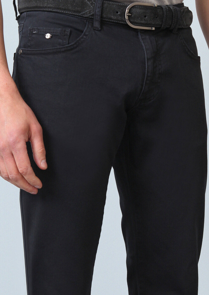 Antrasit Düz Dokuma Slim Fit Casual Pamuk Karışımlı Pantolon 