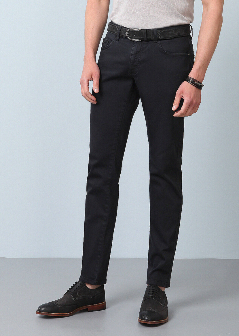 Antrasit Düz Dokuma Slim Fit Casual Pamuk Karışımlı Pantolon 