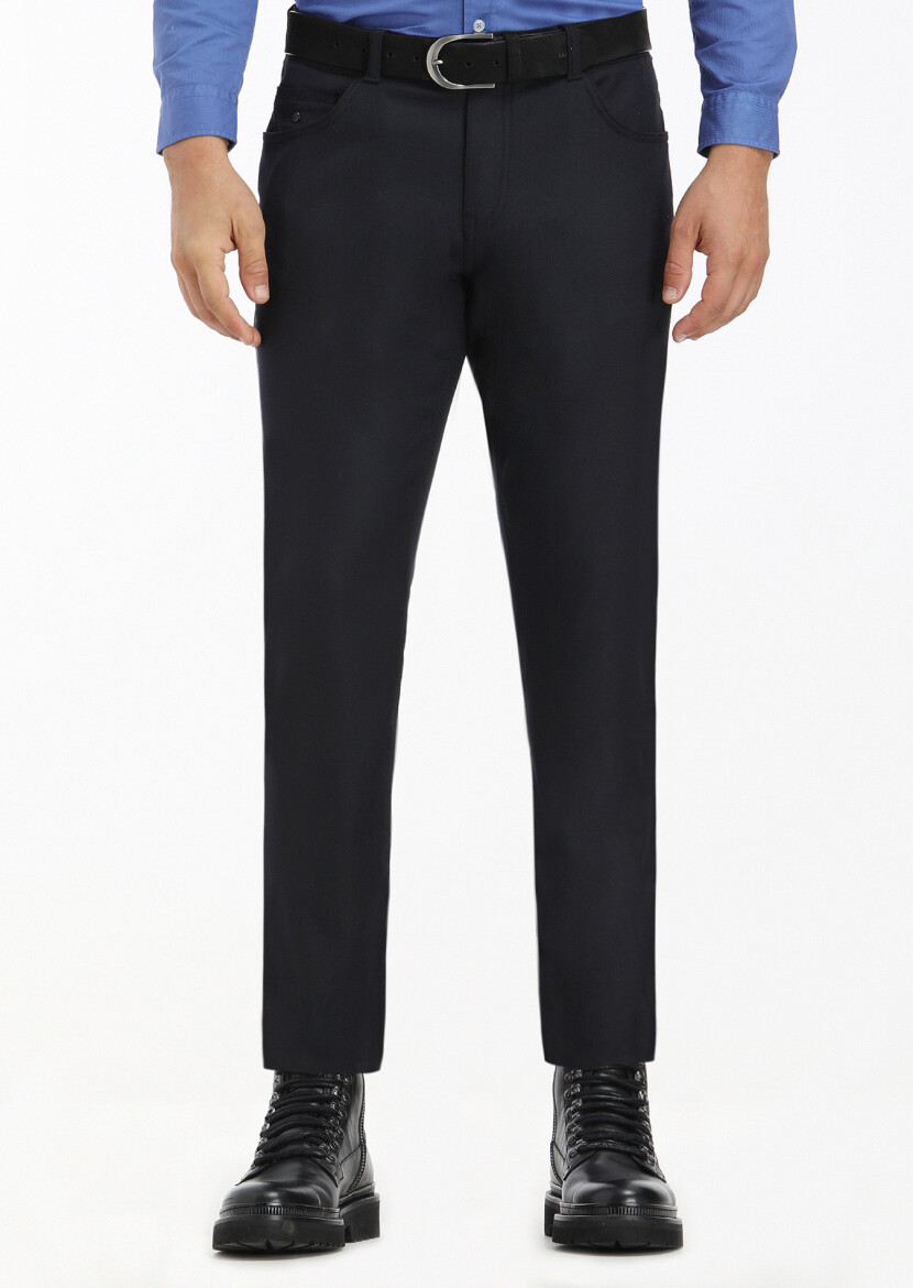 Antrasit Düz Dokuma Slim Fit Casual Pantolon 