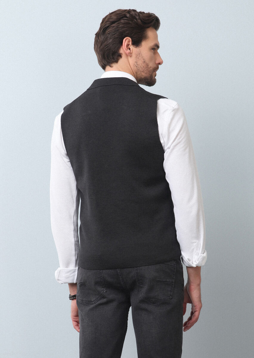 Antrasit Regular Fit Casual Örme Triko Yelek - 5