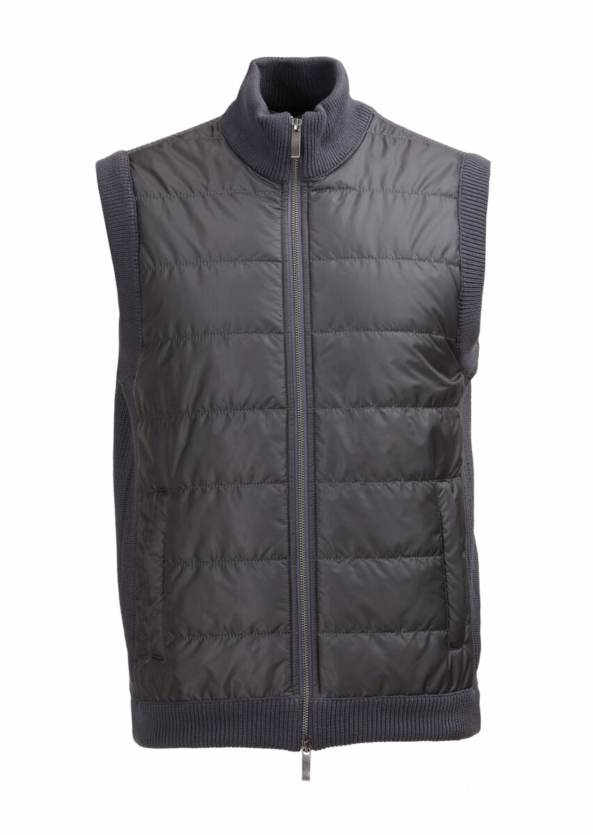 Antrasit Regular Fit Yarım Balıkçı Yaka Casual Örme Triko Yelek - 1