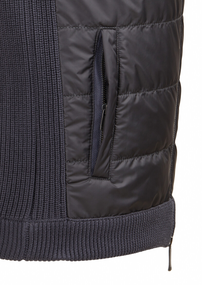 Antrasit Regular Fit Yarım Balıkçı Yaka Casual Örme Triko Yelek - 3