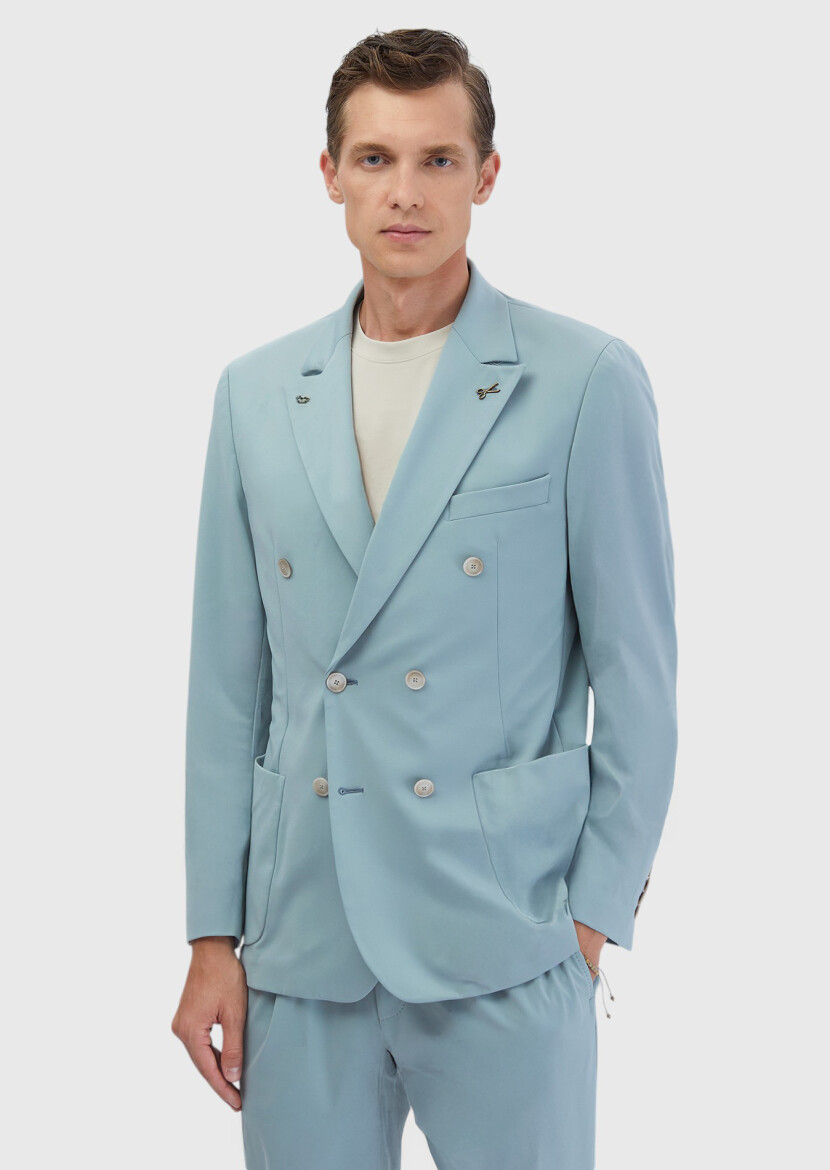 Aqua Düz Comfort Fit Örme Takım Elbise - 4