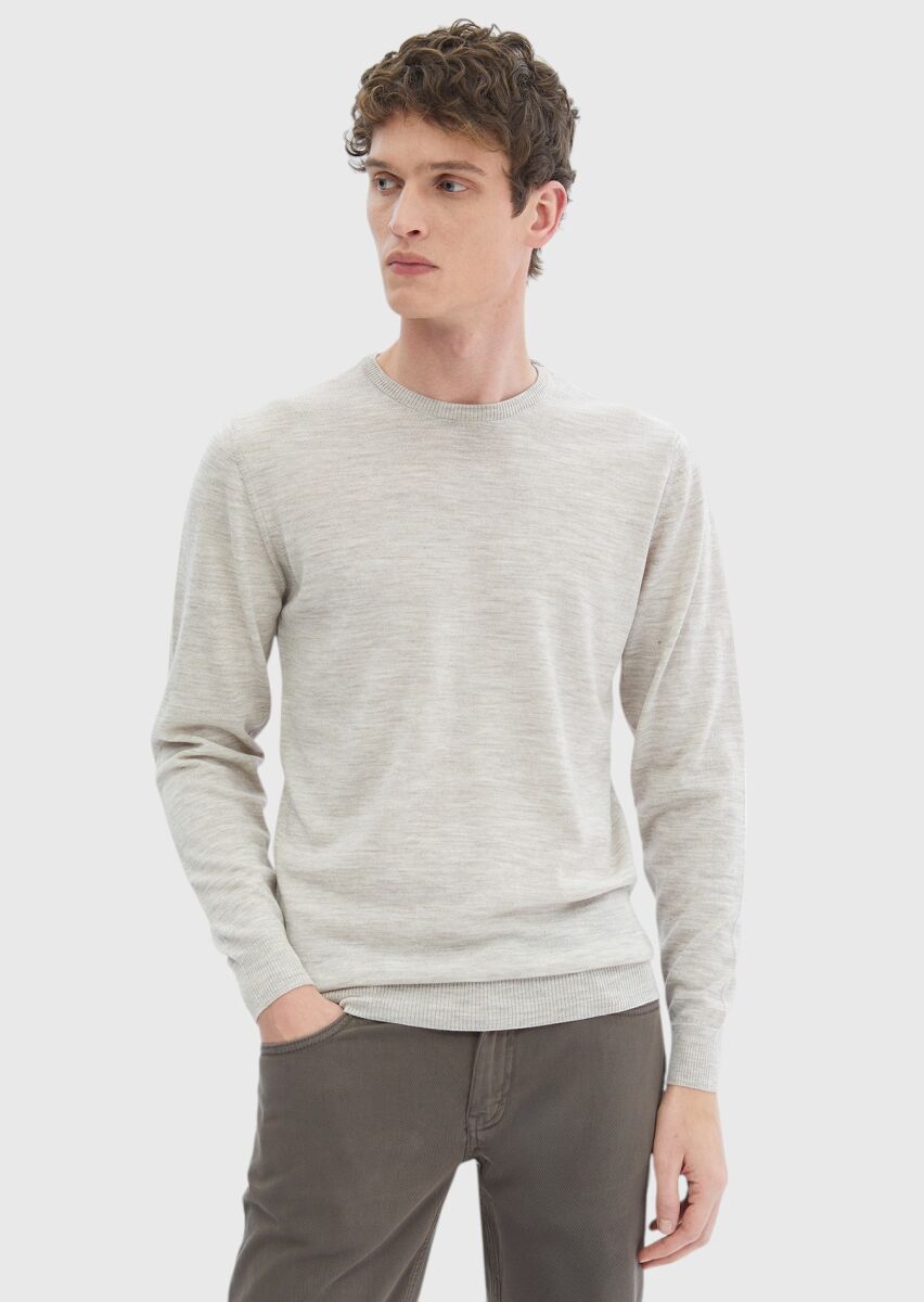 Beige Knitwear Sweatshirt - 1