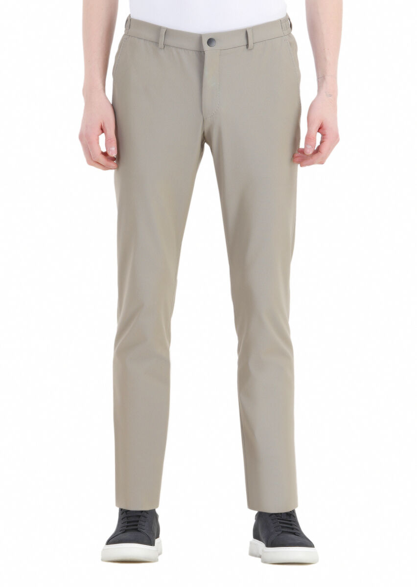 Bej Desenli Comfort Fit Örme Takım Elbise - 6