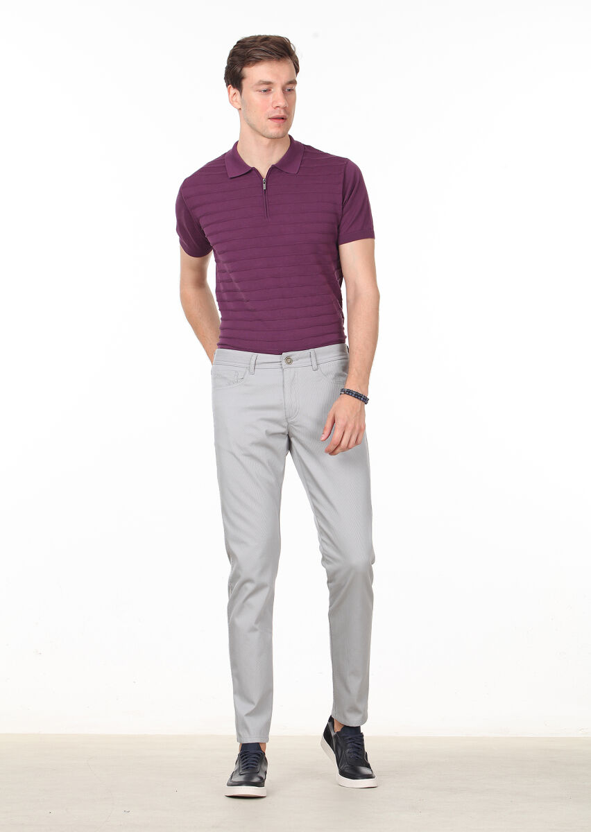Bej Düz Dokuma Slim Fit Casual %100 Pamuk Pantolon - 1