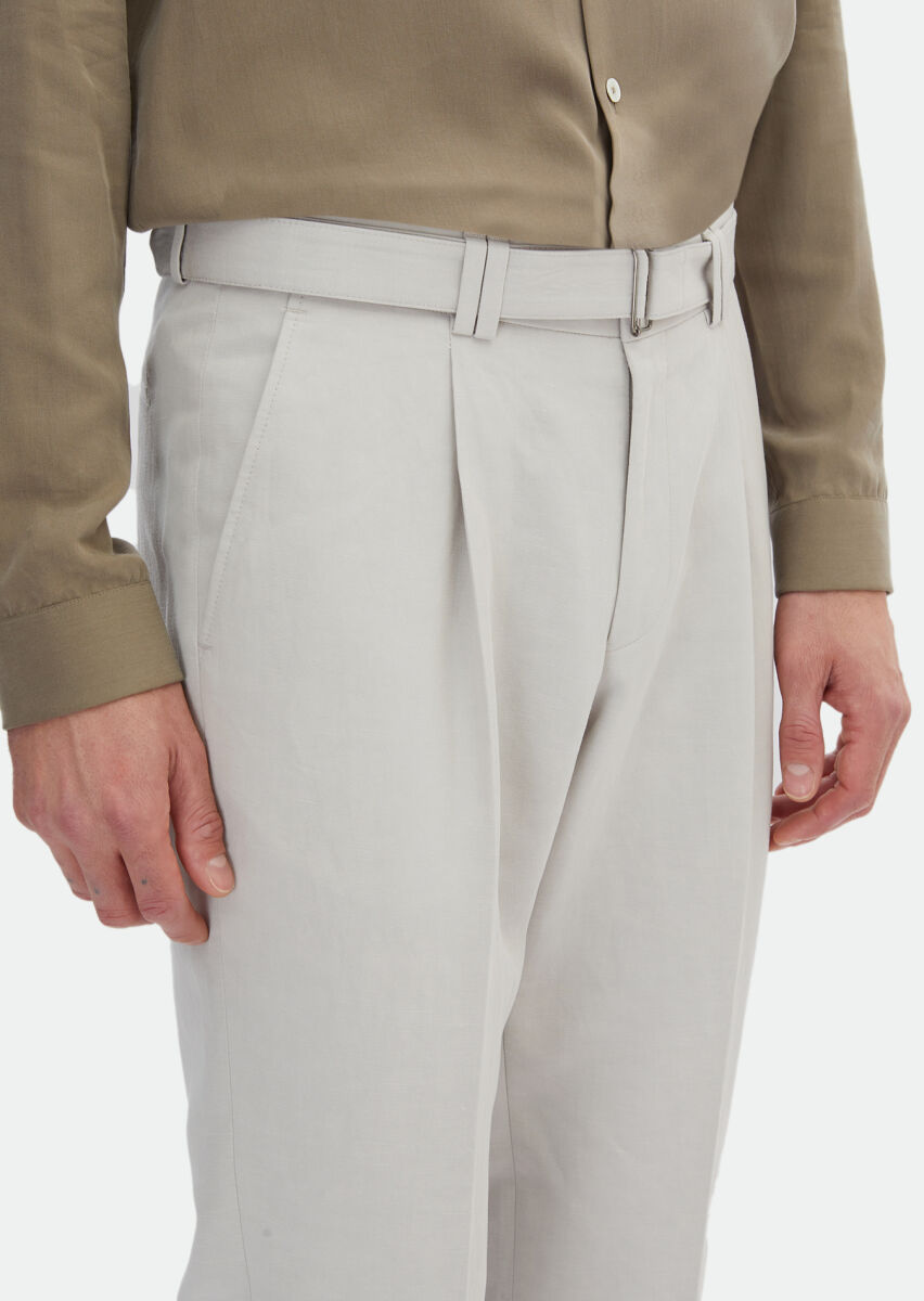 Bej Düz Zeroweight Slim Fit Pamuk Karışımlı Takım Elbise - 6