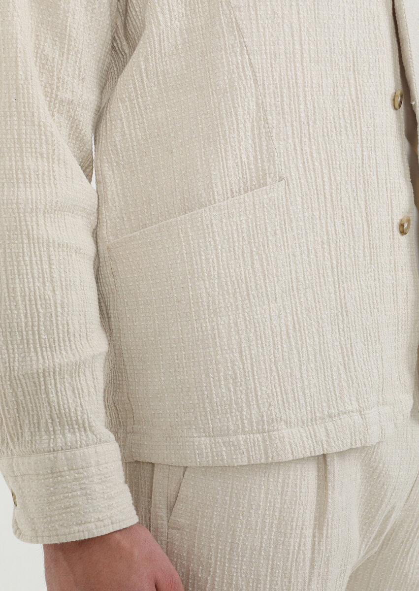 Bej Regular Fit Dokuma Pamuk Karışımlı Overshırt - 5