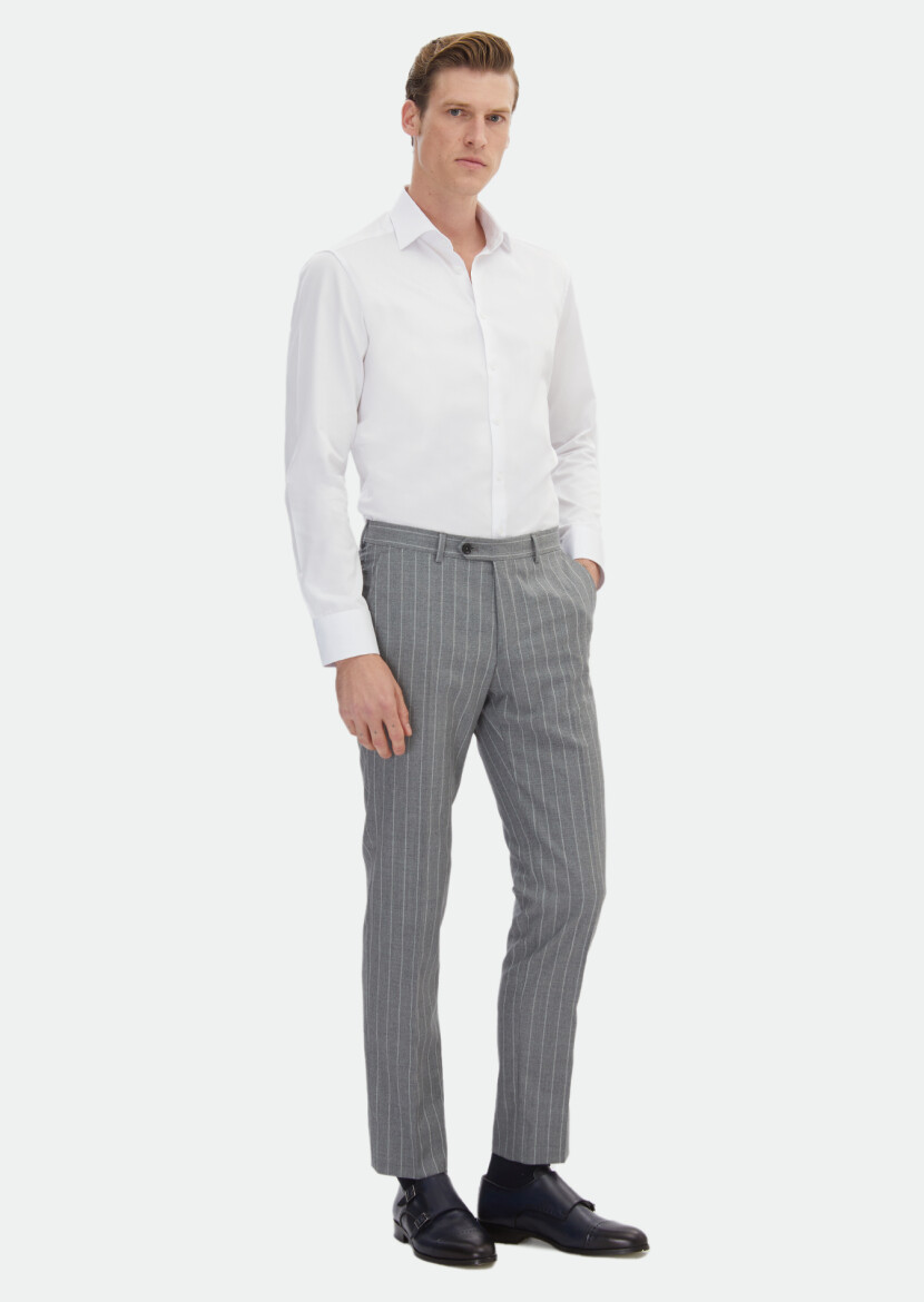 Beyaz Düz Slim Fit Dokuma Klasik %100 Pamuk Gömlek 
