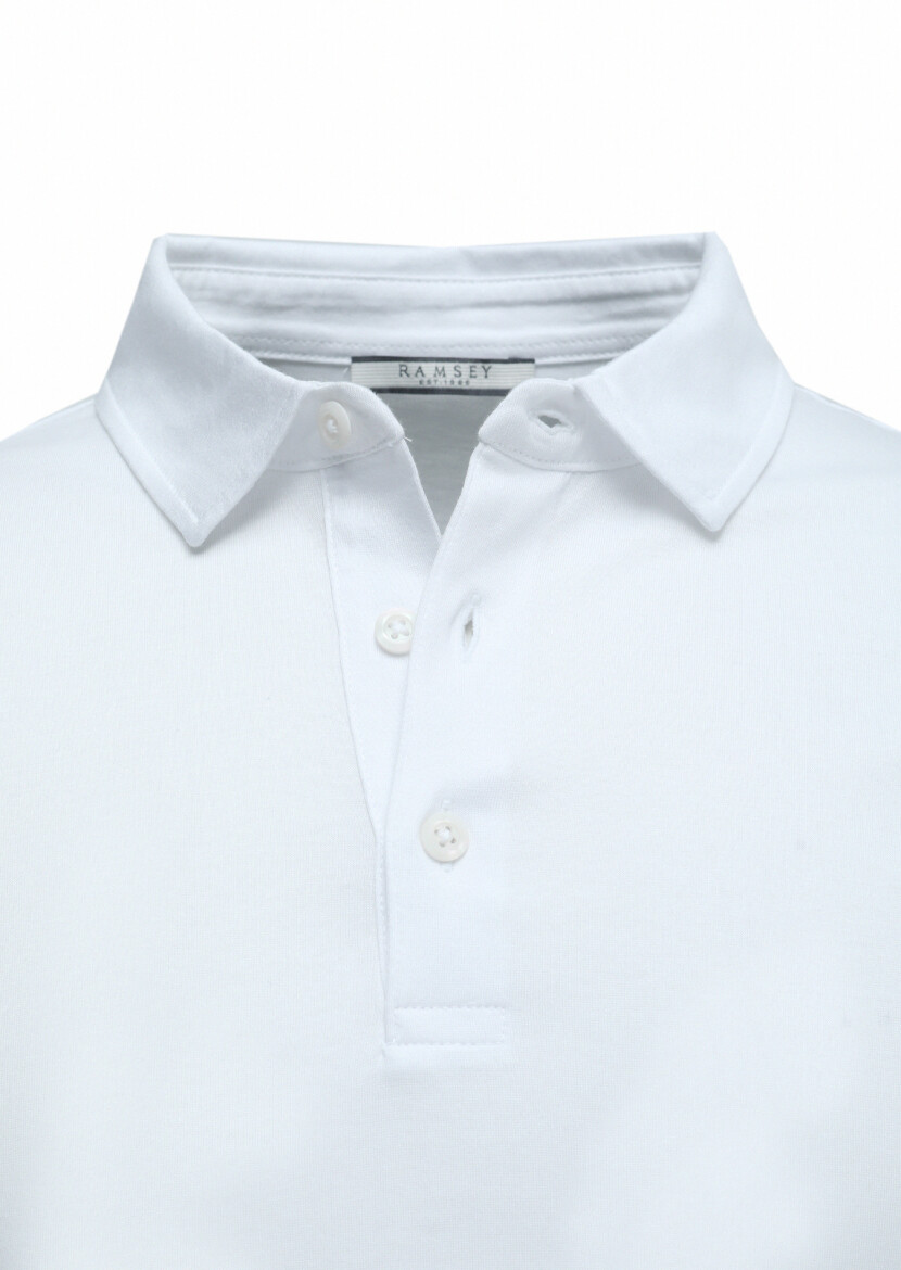 Beyaz Polo Yaka %100 Pamuk T-Shirt 