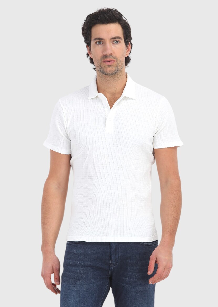 Beyaz Polo Yaka T-Shirt - 2