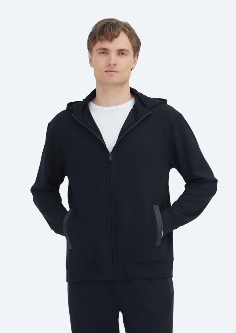 Black Hooded Plain Sweatshirt - RAMSEY