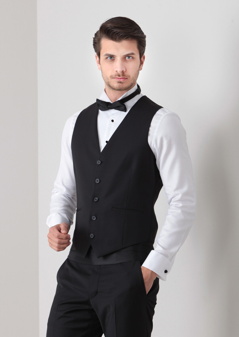 Black Plain Classical Waistcoat 
