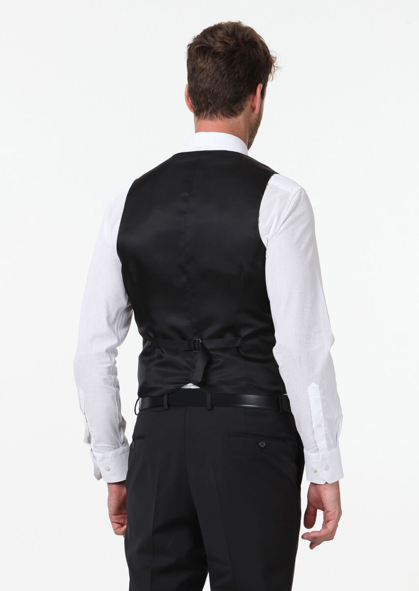 Black Plain Classical Waistcoat - 4