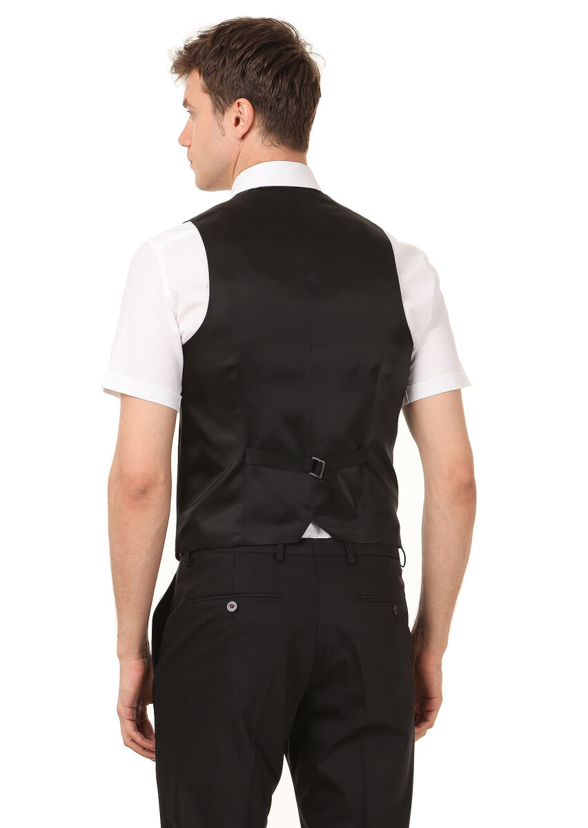 Black Plain Classical Waistcoat - 4