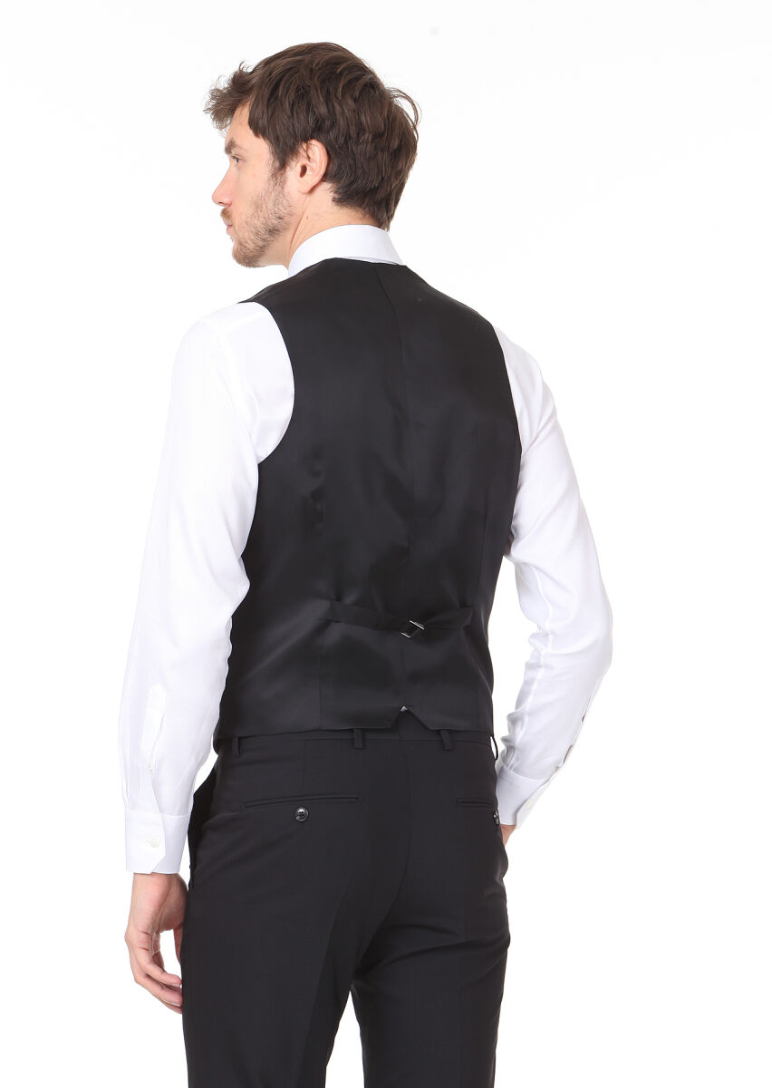 Black Plain Classical Waistcoat - 4