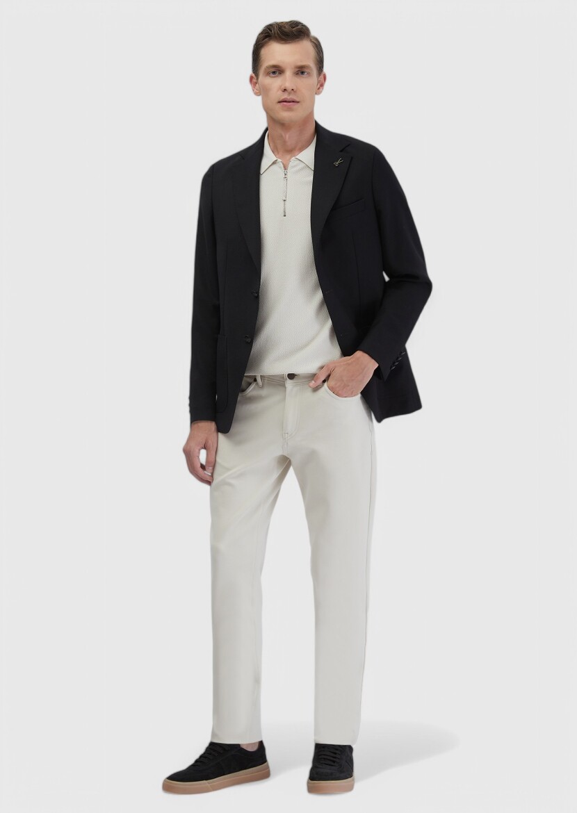 Black Plain Comfort Fit 100% Wool Jacket - RAMSEY