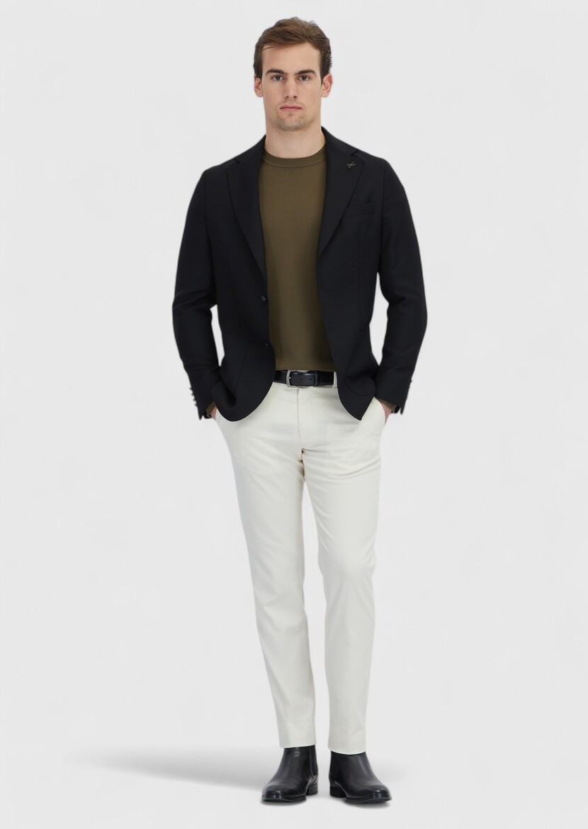 Black Plain Comfort Fit 100% Wool Jacket - RAMSEY