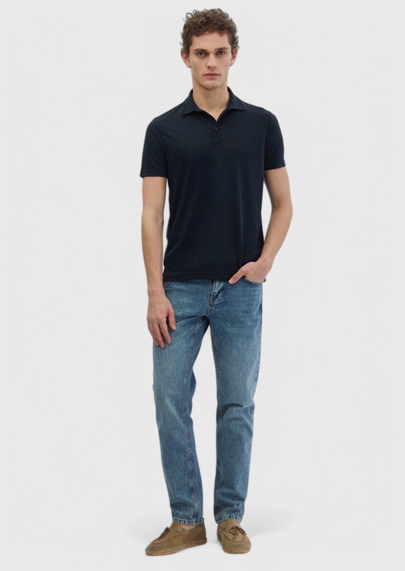 Black Plain Polo Neck T-Shirt - 2