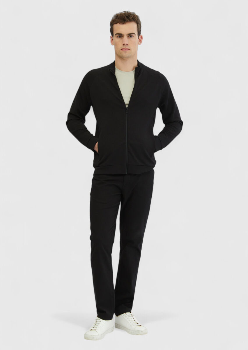 Black Turtleneck Plain Sweatshirt - 2