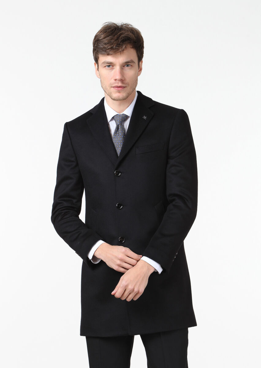 Black Weaving Overcoat - 1
