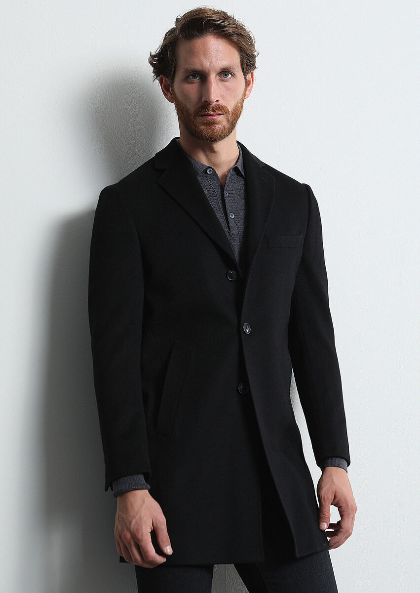 Black Weaving Overcoat - 1