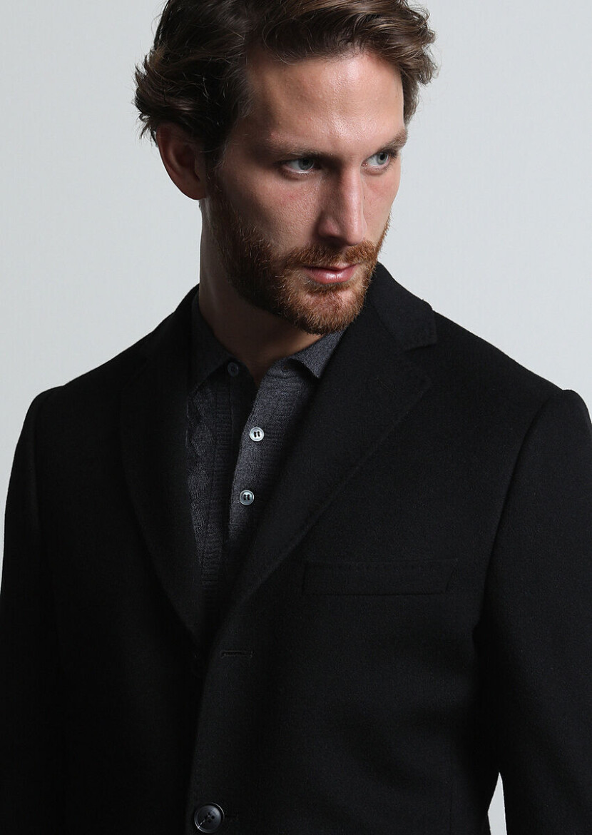 Black Weaving Overcoat 
