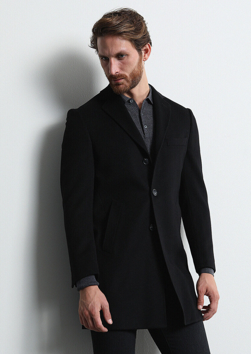Black Weaving Overcoat - 4
