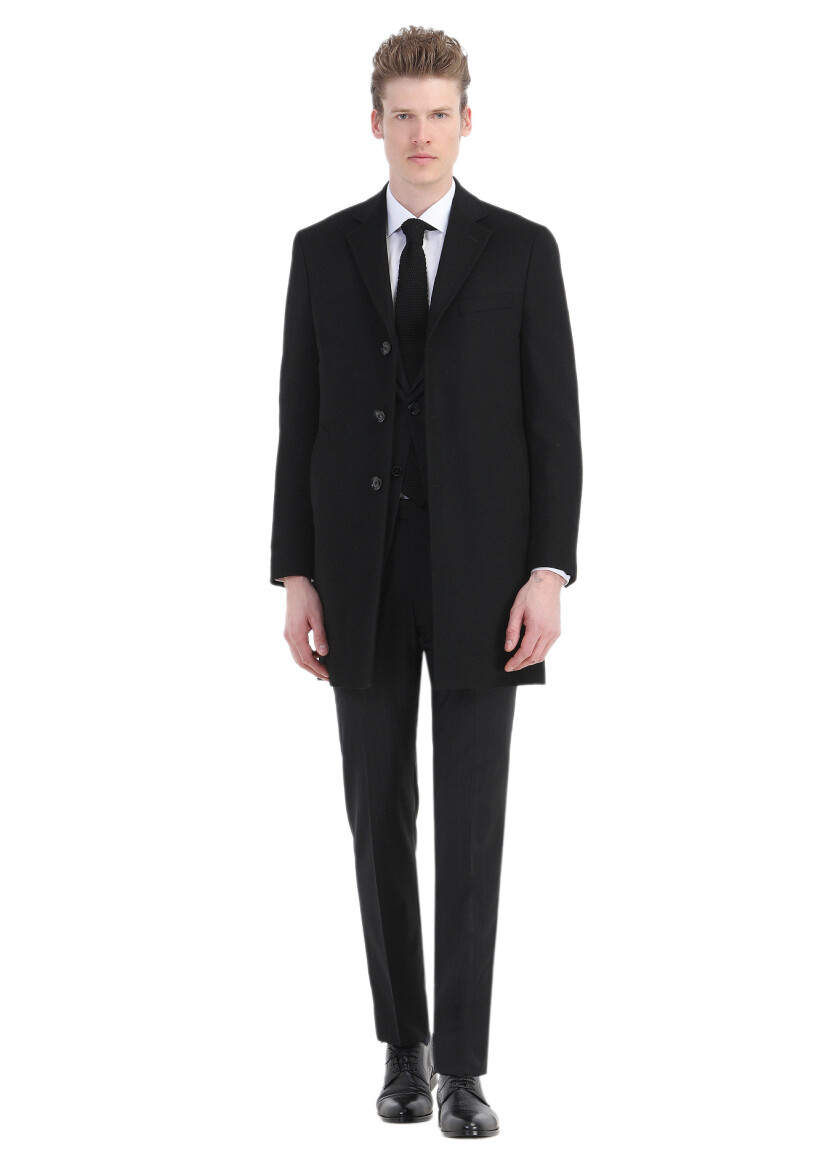 Black Weaving Overcoat 