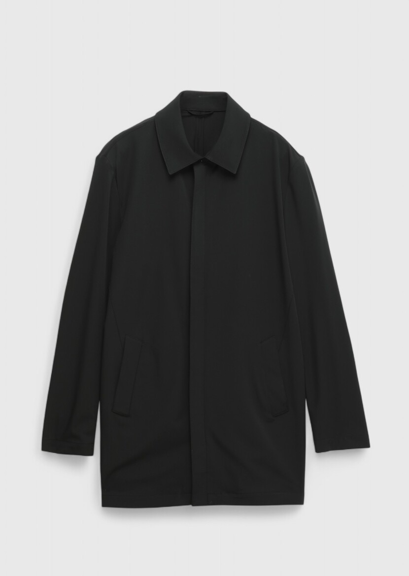 Black Weaving Rain Coat - 8