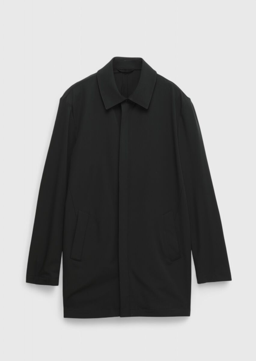 Black Weaving Rain Coat - 8