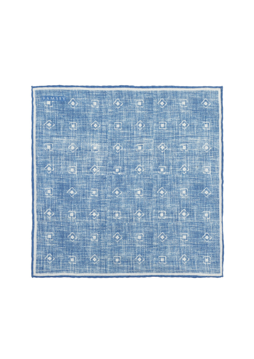 Blue %100 Keten Handkerchief - 1